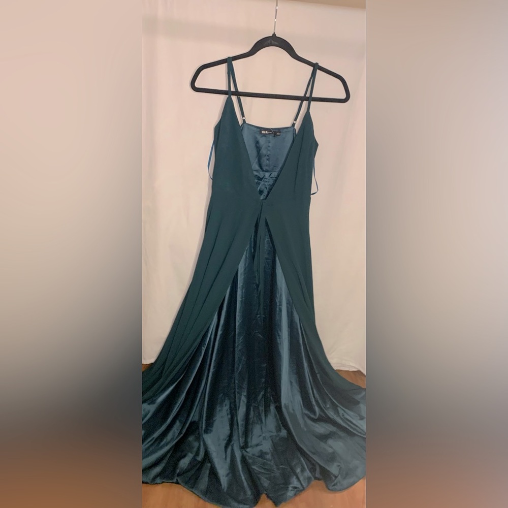 Ibeautiful Long, dark green dress overlay